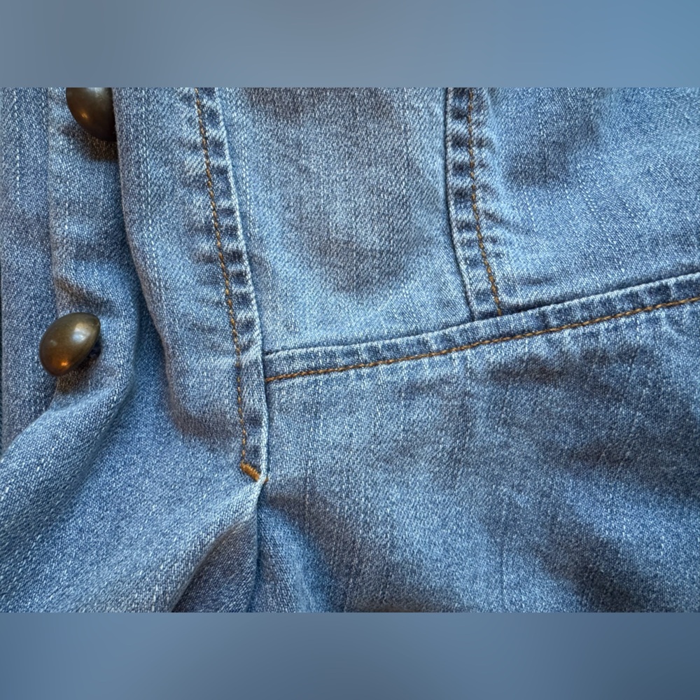 Loft Soldier Style Light Blue Denim Jean Jacket Coat Size 2 - Picture 11 of 13